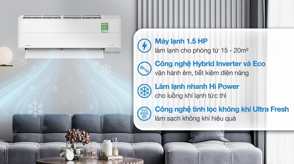 Máy lạnh Toshiba Inverter 1.5 HP RAS-H13P2KCVG-V