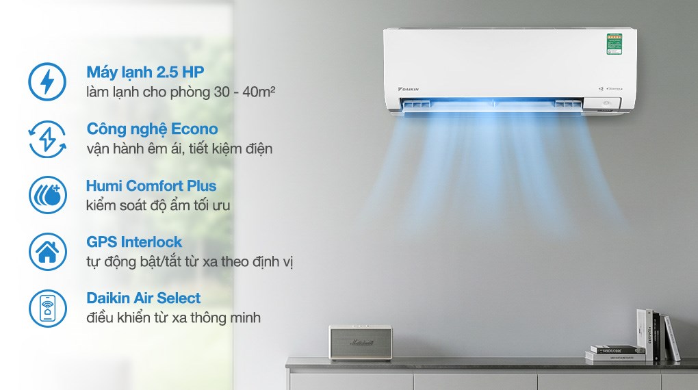 Máy lạnh Daikin Inverter 2.5 HP FTKM60AVMV