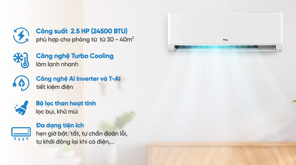 Máy lạnh TCL Inverter 2.5 HP TBI-24CSD/TPHI