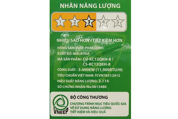 Máy lạnh Panasonic 1.5 HP CU/CS-KC12QKH-8 Màu Trắng