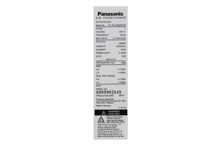Máy lạnh Panasonic 2.5 HP CU/CS-KC24QKH-8 Màu Trắng