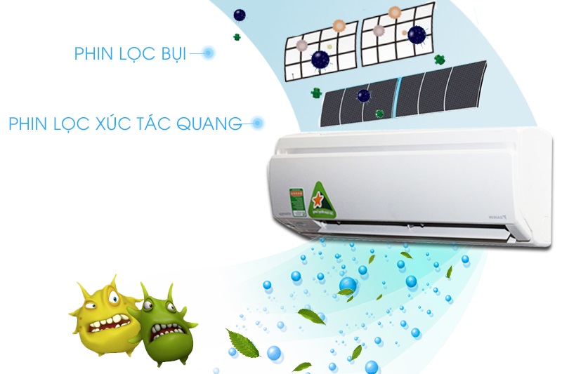 Nhờ phin lọc xúc tác quang Apatit Titan, máy lạnh Daikin FTKS25GVMV sẽ hỗ trợ người dùng tiêu diệt vi khuẩn, khử mùi, lọc khí hiệu quả