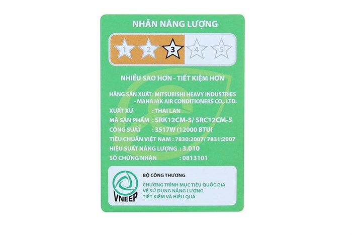 Máy lạnh Mitsubishi Heavy 1.5 HP SRK12CM-5 Màu Trắng