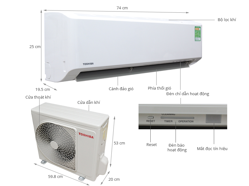 Thông số kỹ thuật Máy lạnh Toshiba 1 HP RAS-H10S3KS-V