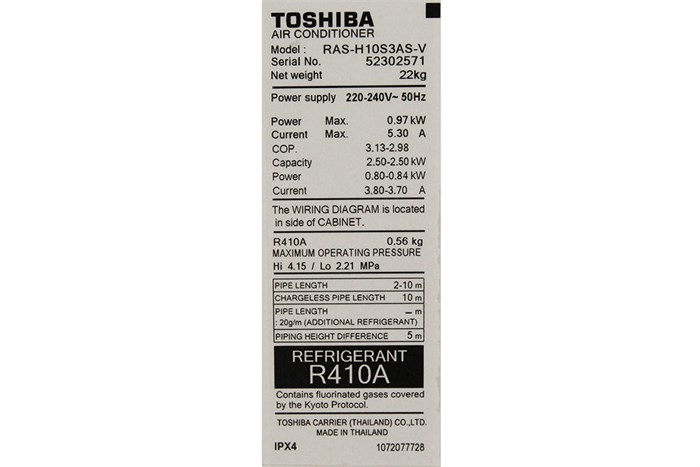 Máy lạnh Toshiba 1 HP RAS-H10S3KS-V Màu Trắng