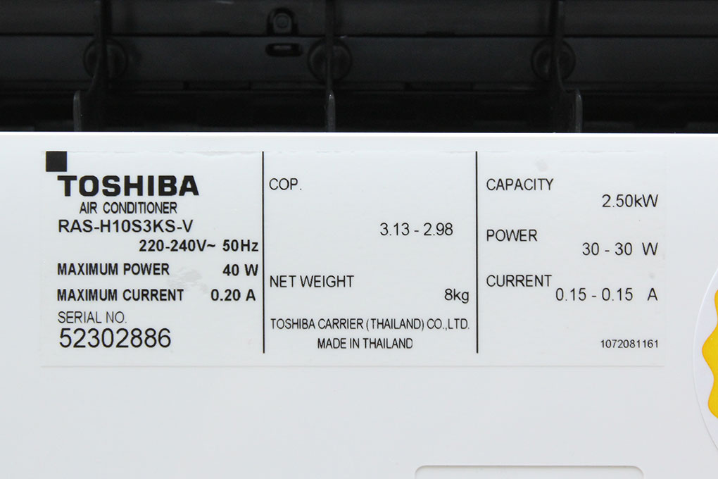 Điều hòa Toshiba 8500 BTU RAS-H10S3KS-V Màu Trắng