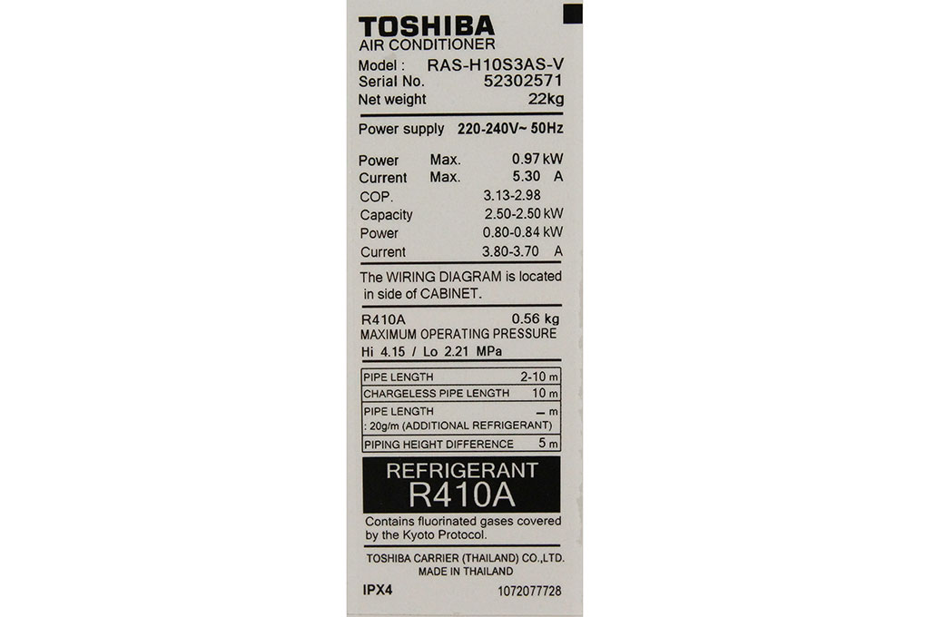 Điều hòa Toshiba 8500 BTU RAS-H10S3KS-V Màu Trắng