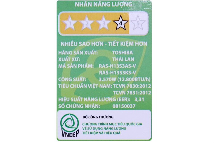 Máy lạnh Toshiba 1.5 HP RAS-H13S3KS-V Màu Trắng