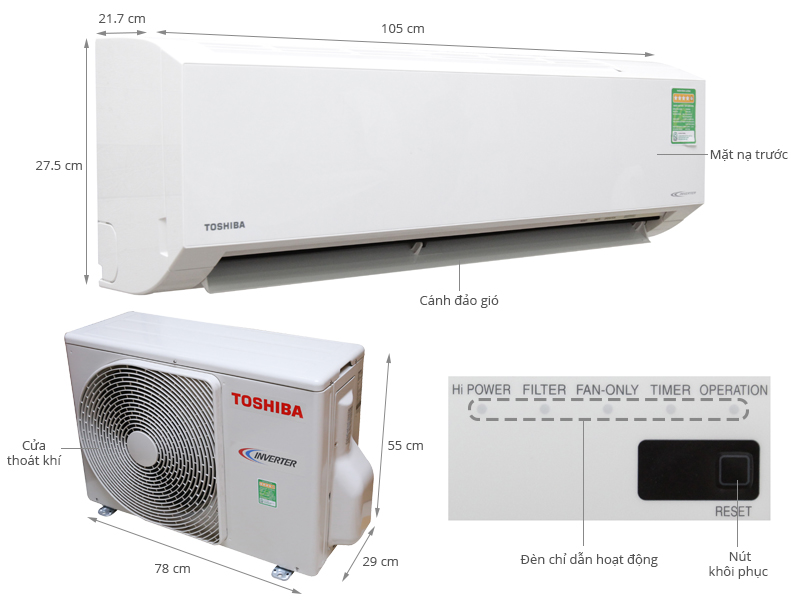 Máy lạnh Toshiba Inverter 2 HP RAS-H18G2KCV-V