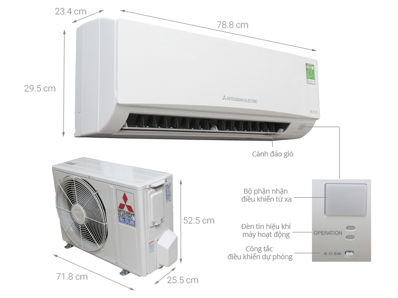 Thông số kỹ thuật Máy lạnh Mitsubishi Electric 1.5 HP MS-HL35VC