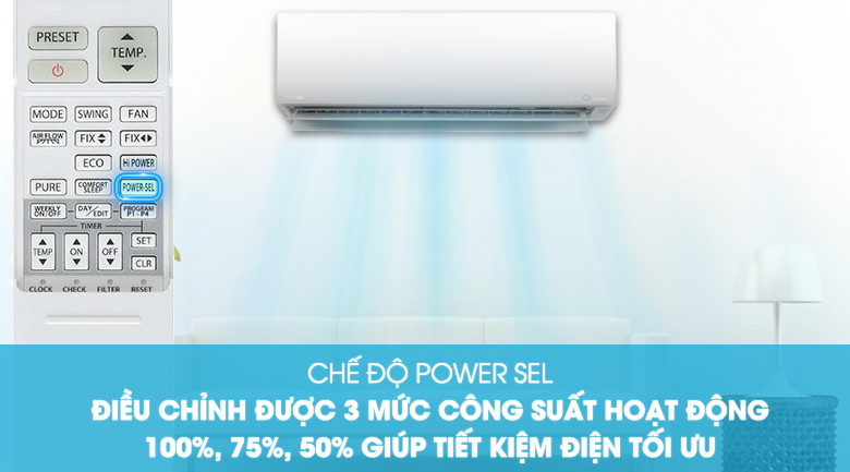 Chế độ Power Sel - Máy lạnh Toshiba Inverter 8800 BTU RAS-H10G2KCVP-V