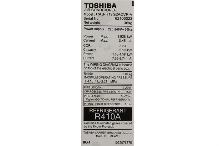 Máy lạnh Toshiba Inverter 2 HP RAS-H18G2KCVP-V Màu Trắng