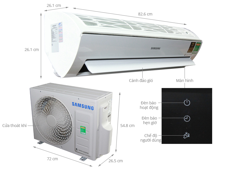 Thông số kỹ thuật Máy lạnh Samsung 1 HP AR10KVFSBWKNSV