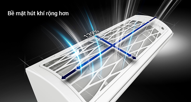 Bề mặt hút khí rộng Bề mặt hút khí rộng