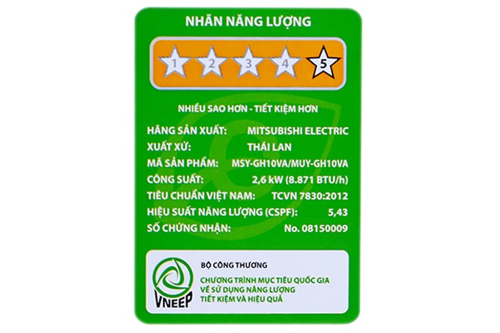 Điều hòa Mitsubishi Electric Inverter 8871 BTU MSY-GH10VA Màu Trắng