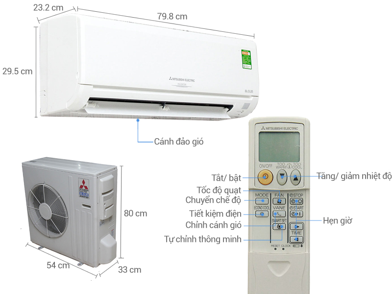 Thông số kỹ thuật Máy lạnh Mitsubishi Electric Inverter 2 HP MSY-GH18VA