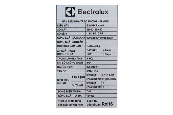 Máy lạnh Electrolux Inverter 1 HP ESV09CRK-A4 Màu Trắng