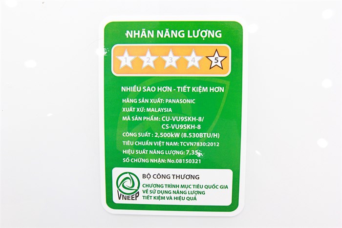 Máy lạnh Panasonic Inverter 1 HP CU/CS-VU9SKH-8 Màu Trắng