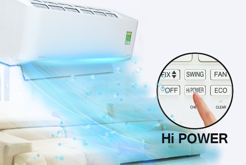Công nghệ Hi Power độc đáo của điều hòa Toshiba 1 HP RAS-H10BKCV-V giúp cho căn phòng nhanh chóng được làm lạnh mạnh mẽ và đồng đều Công nghệ Hi Power độc đáo của điều hòa Toshiba 1 HP RAS-H10BKCV-V giúp cho căn phòng nhanh chóng được làm lạnh mạnh mẽ và đồng đều