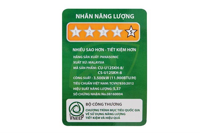 Máy lạnh Panasonic Inverter 1.5 HP CU/CS-U12SKH-8 Màu Trắng