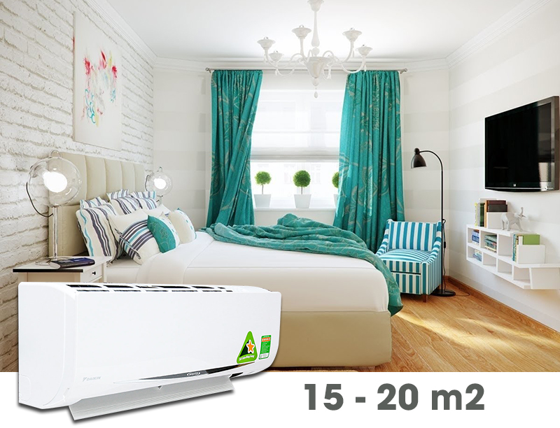 Với công suất làm lạnh 1.5 HP, điều hòa Daikin FTKC35QVMV nên được sử dụng trong các căn phòng có diện tích từ 15 đến 20 mét vuông
