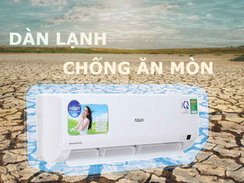 Dàn lạnh xanh đặc biệt của điều hòa Aqua AQA-KCRV9WGS chống sự ăn mòn bởi các yếu tố bên ngoài như thời tiết, khí hậu,…