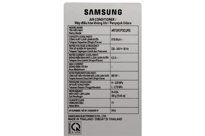 Máy lạnh Samsung Inverter 1 HP AR10KVFSCURNSV Màu Trắng