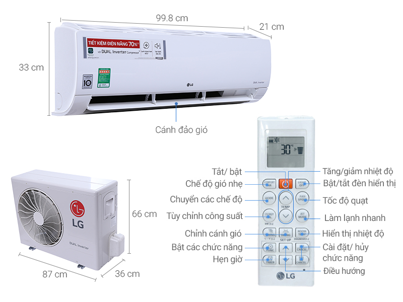 Thông số kỹ thuật Máy lạnh LG inverter 2 HP V18END