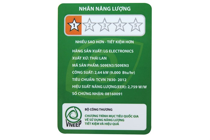 Máy lạnh LG 1 HP S09EN3 Màu Trắng