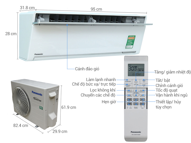 Thông số kỹ thuật Máy lạnh Panasonic Inverter 2 HP CU/CS-VU18SKH-8