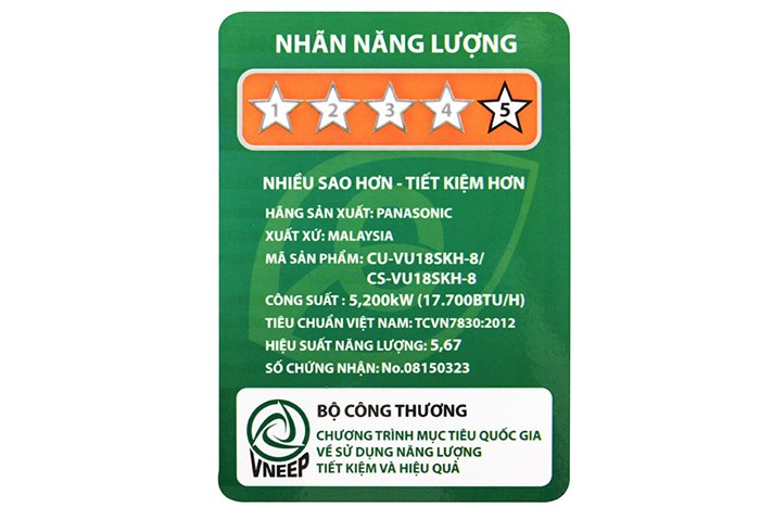 Máy lạnh Panasonic Inverter 2 HP CU/CS-VU18SKH-8 Màu Trắng