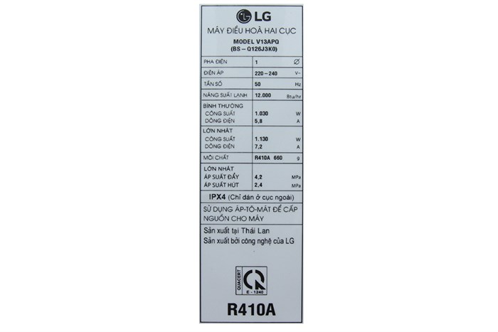 Điều hòa LG Inverter 12000 BTU V13APQ Màu Trắng