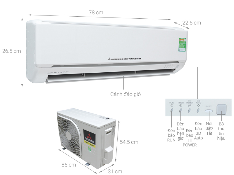 Thông số kỹ thuật Máy lạnh Mitsubishi Heavy 1.0 HP SRK10CRS-S5