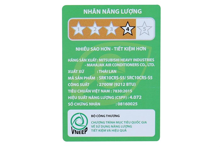 Máy lạnh Mitsubishi Heavy 1.0 HP SRK10CRS-S5 Màu Trắng