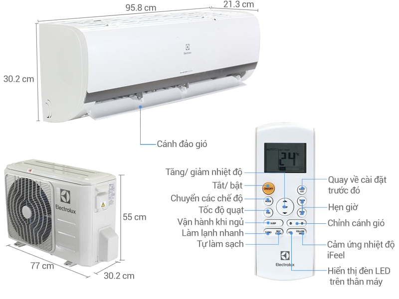 Thông số kỹ thuật Điều hòa 2 chiều Electrolux Inverter 18000 BTU ESV18HRK-A3