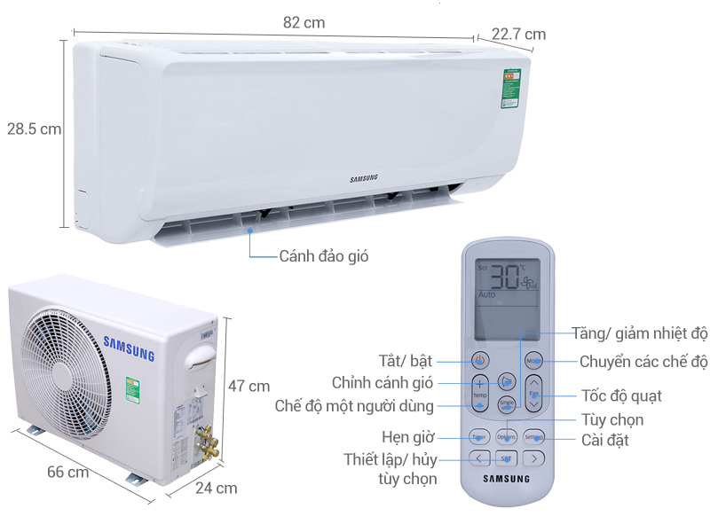 Thông số kỹ thuật Máy lạnh Samsung 1.0 HP AR09MCFHAWKNSV