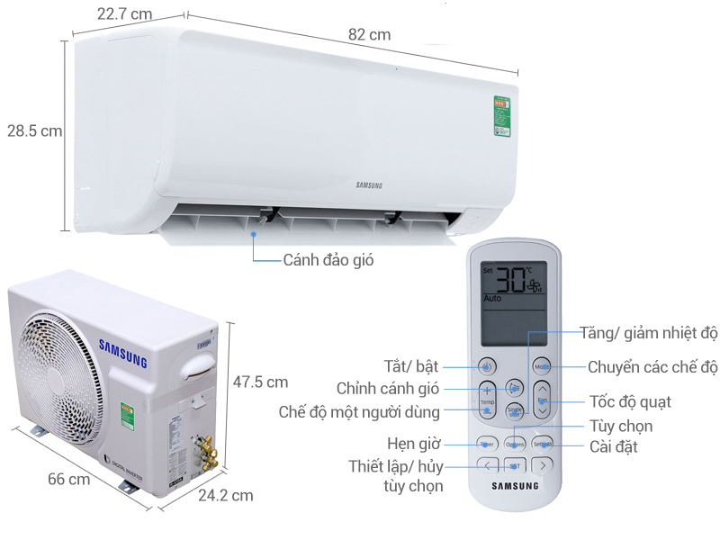 Thông số kỹ thuật Máy lạnh Samsung Inverter 1.5 HP AR13MVFHGWKNSV