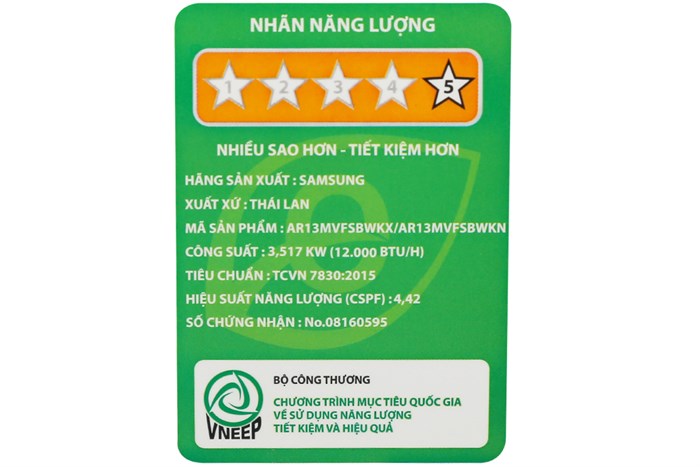 Máy lạnh Samsung Inverter 1.5 HP AR13MVFSBWKNSV Màu Trắng