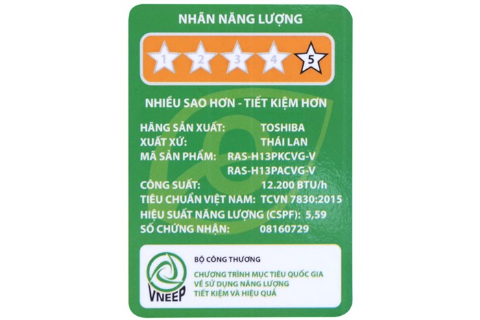 Máy lạnh Toshiba Inverter 1.5 HP RAS-H13PKCVG-V Màu Trắng