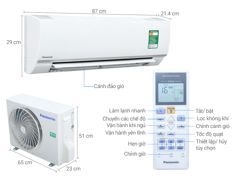 Thông số kỹ thuật Máy lạnh Panasonic 1.5 HP CU/CS-N12SKH-8