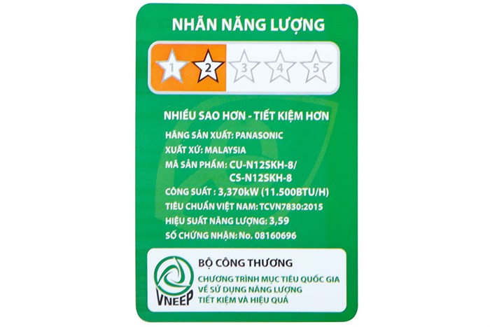 Máy lạnh Panasonic 1.5 HP CU/CS-N12SKH-8 Màu Trắng