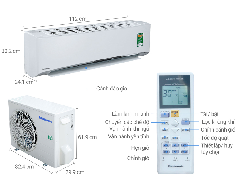 Thông số kỹ thuật Máy lạnh Panasonic Inverter 2.0 HP CU/CS-U18TKH-8