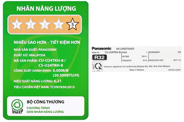 Máy lạnh Panasonic Inverter 2.5 HP CU/CS-U24TKH-8 Màu Trắng