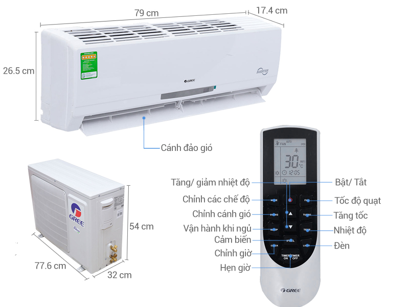 Thông số kỹ thuật Điều hòa Gree Inverter 11500 BTU GWC12MA-K3DNC2I