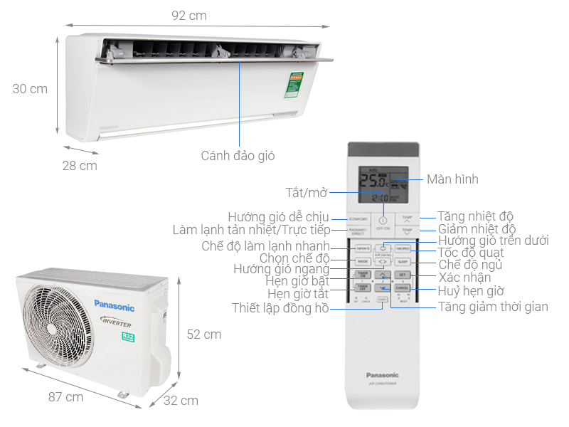 Máy điều hòa 2 chiều Panasonic Inverter CU/CS-VZ12TKH-8