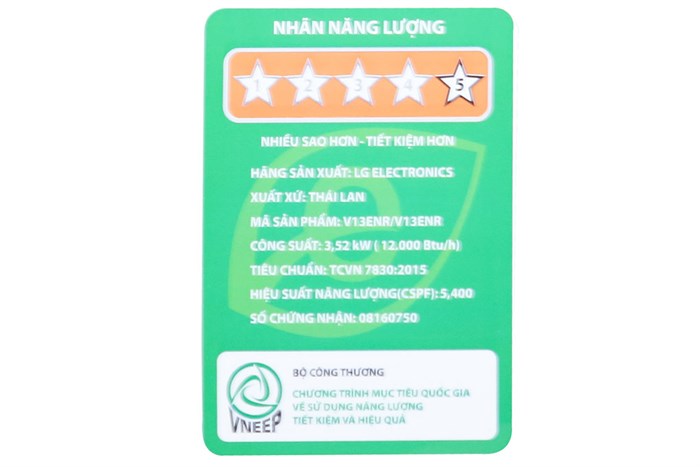 Máy lạnh LG Inverter 1.5 HP V13ENR Màu Trắng