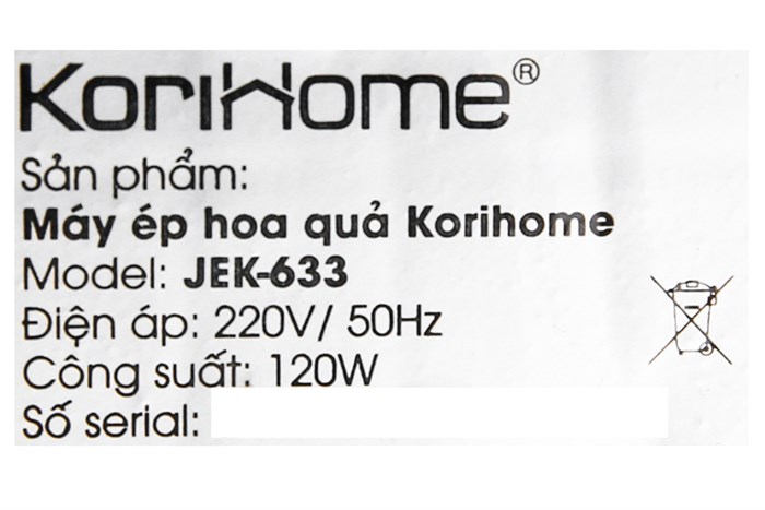 Máy ép chậm Korihome JEK-633 Màu Đen