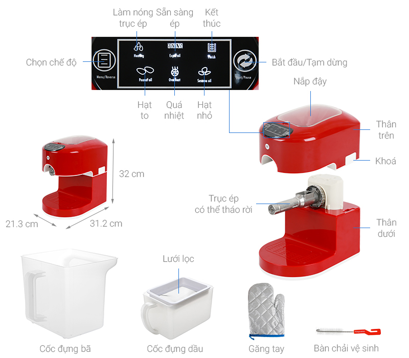 Thông số kỹ thuật Máy ép dầu Mishio MK-39