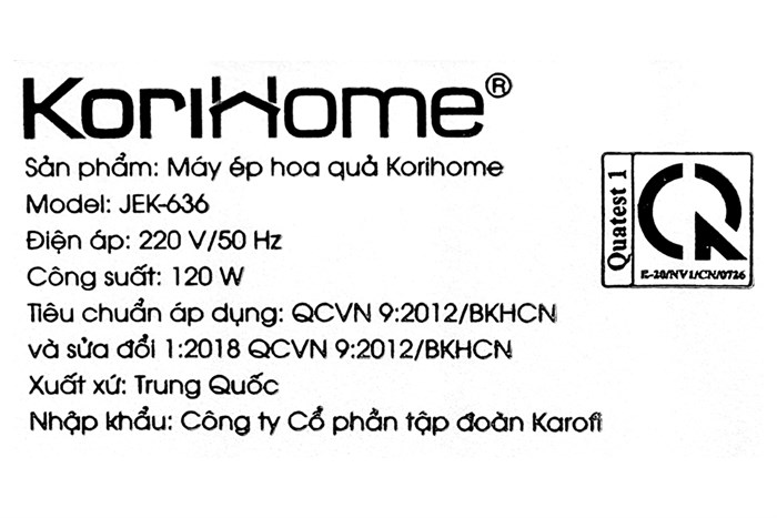 Máy ép chậm Korihome JEK-636 Màu Đỏ
