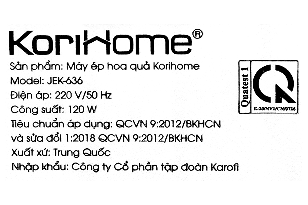 Máy ép chậm Korihome JEK-636 Màu Đỏ
